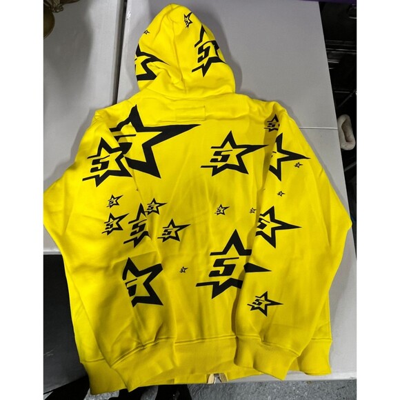 Sp5der 5Star Print Yellow Black Hoodie Men's Size XL - Picture 2 of 5